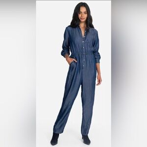 Johnny Was Halley Denim Chambray Embroidered Star Jumpsuit